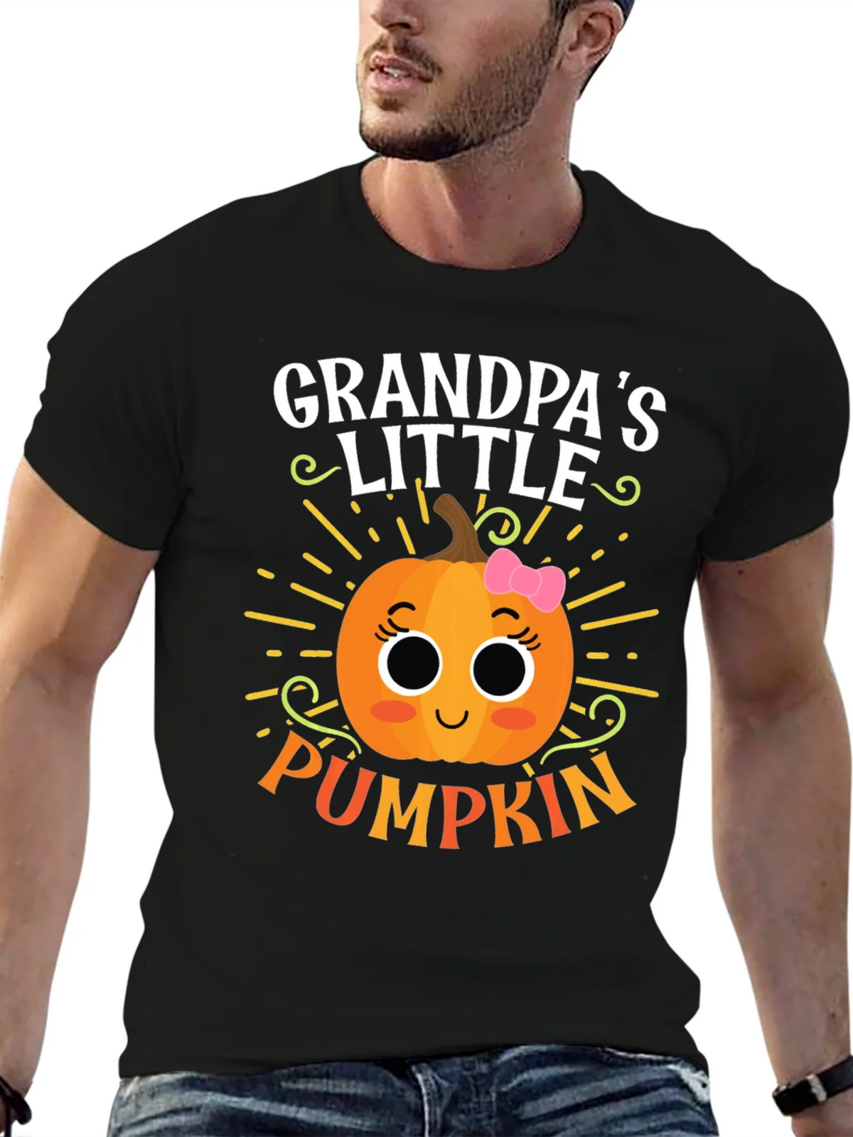 Grandpas Little Pumpkin Cute Graphic Tee product image 6