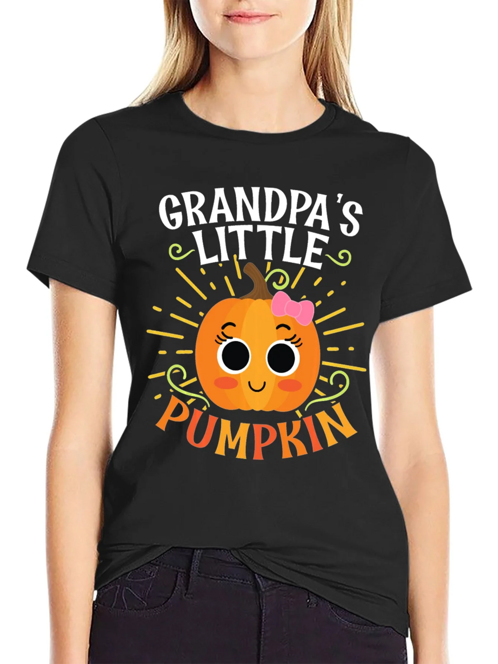 Grandpas Little Pumpkin Cute Graphic Tee product image 2