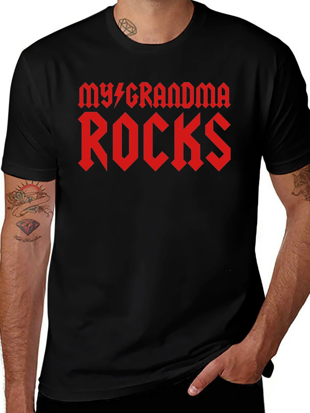 My Grandma Rocks Black T-Shirt product image 1