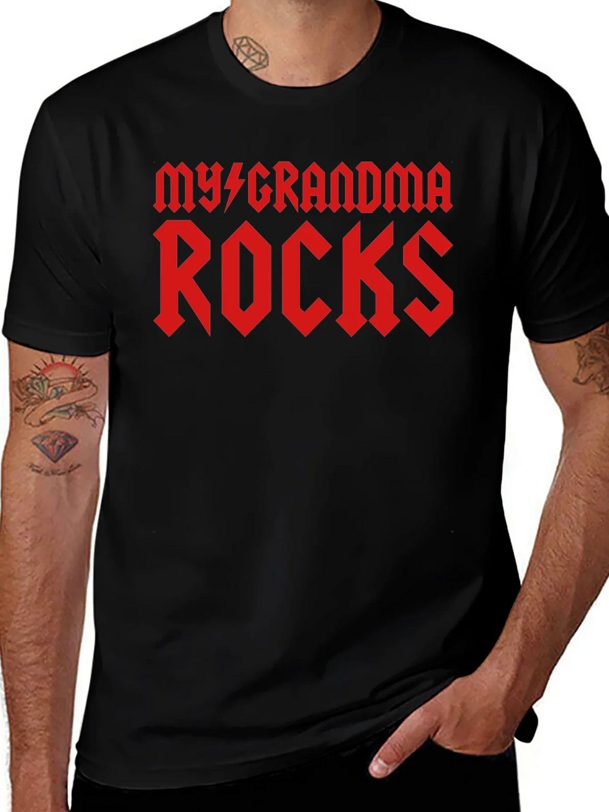 My Grandma Rocks Black T-Shirt product image 1