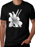 Elegant Lily Graphic Black T-Shirt product image 1