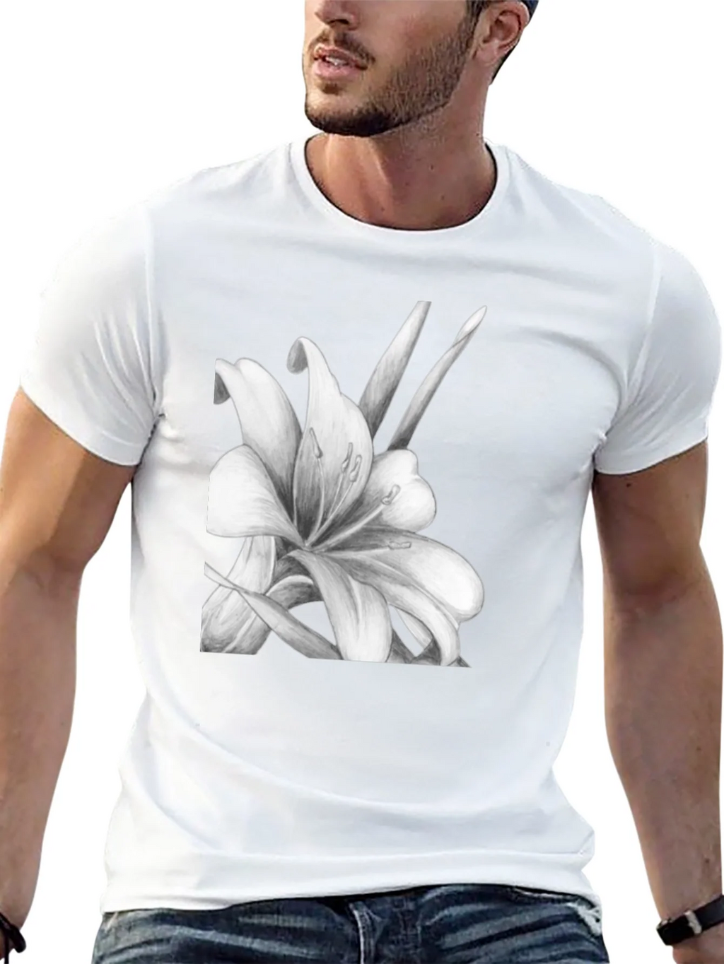 Elegant Lily Graphic Black T-Shirt product image 9