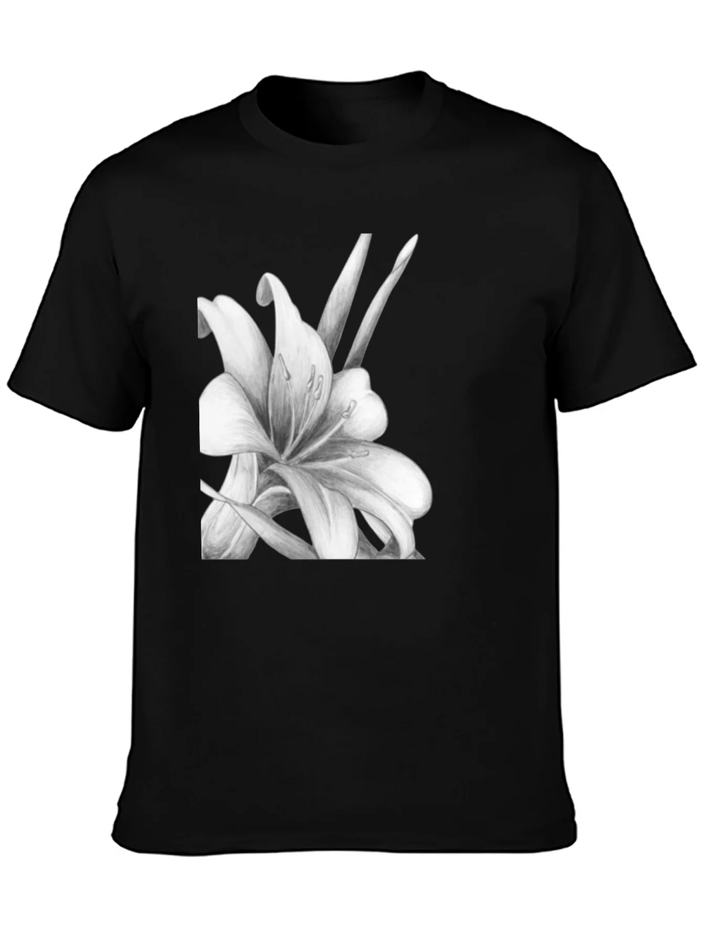 Elegant Lily Graphic Black T-Shirt product image 3