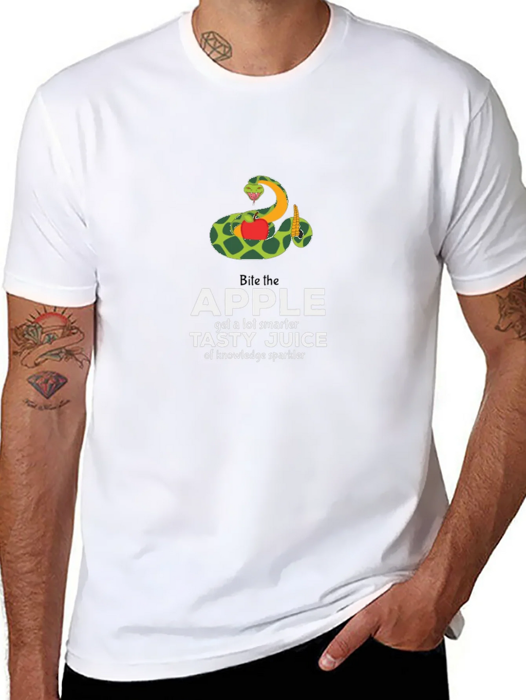 Bite the Apple Funny Knowledge Graphic T-Shirt product image 6