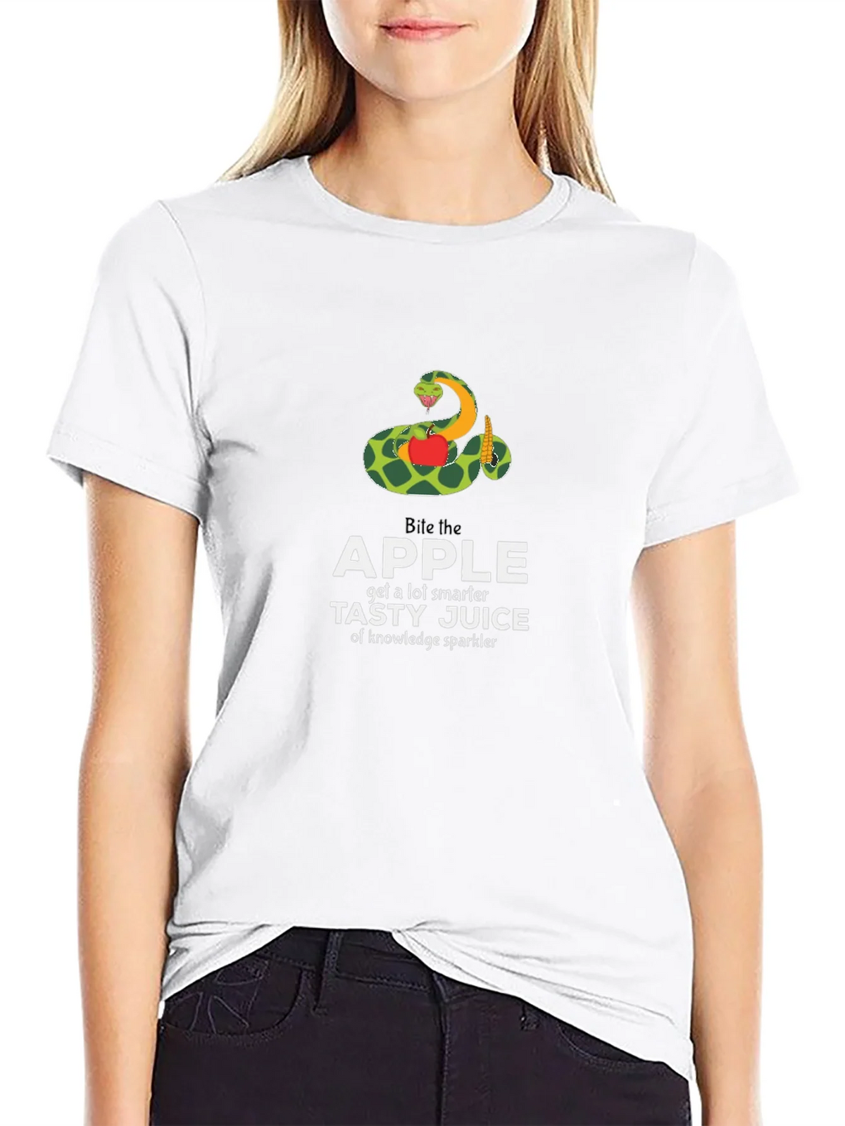 Bite the Apple Funny Knowledge Graphic T-Shirt product image 7