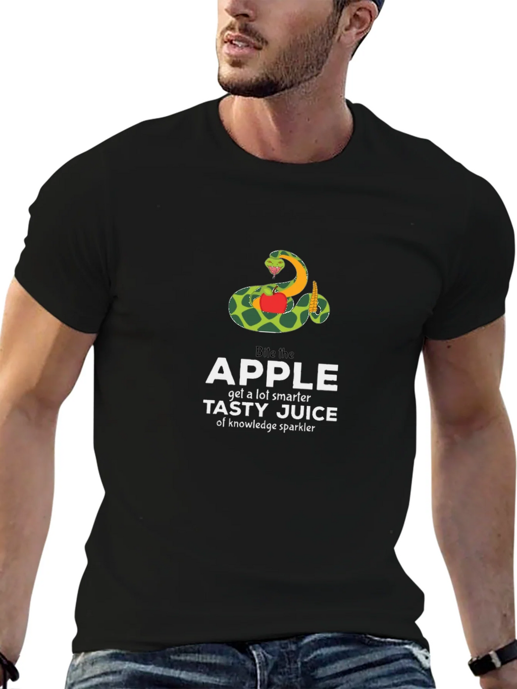 Bite the Apple Funny Knowledge Graphic T-Shirt product image 5