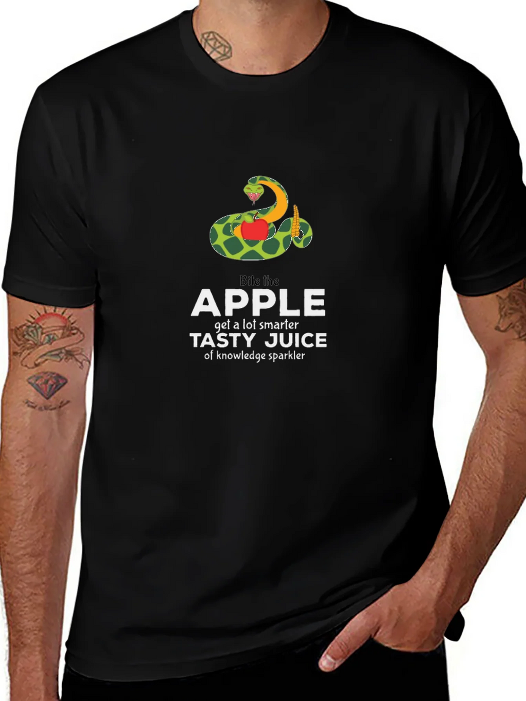Bite the Apple Funny Knowledge Graphic T-Shirt product image 1