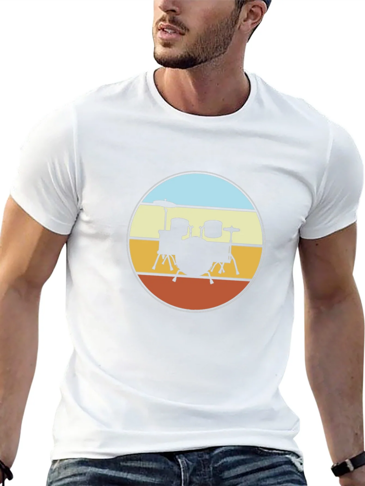 Retro Drum Set T-Shirt - Black product image 7