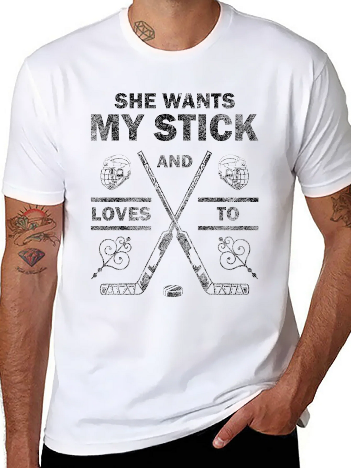 She Wants My Stick Hockey T-Shirt product image 7