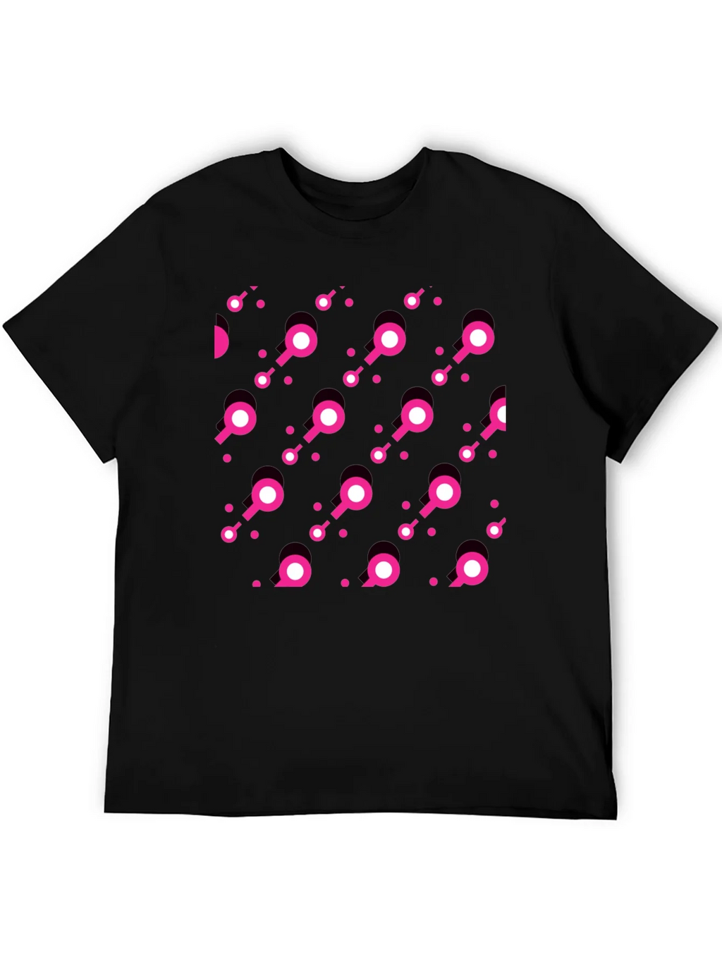 Modern Pink Pattern Black T-Shirt product image 5