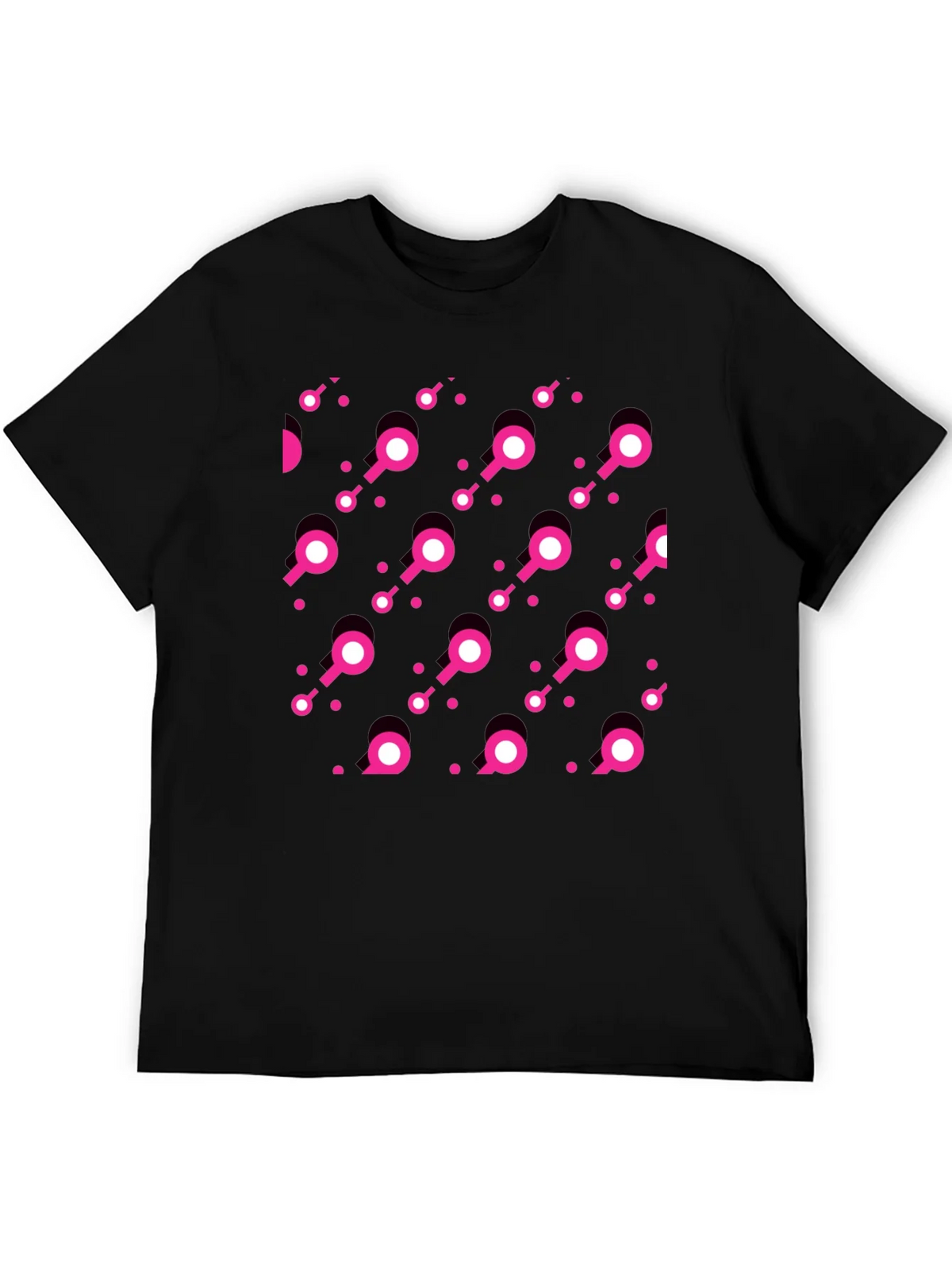 Modern Pink Pattern Black T-Shirt product image 5