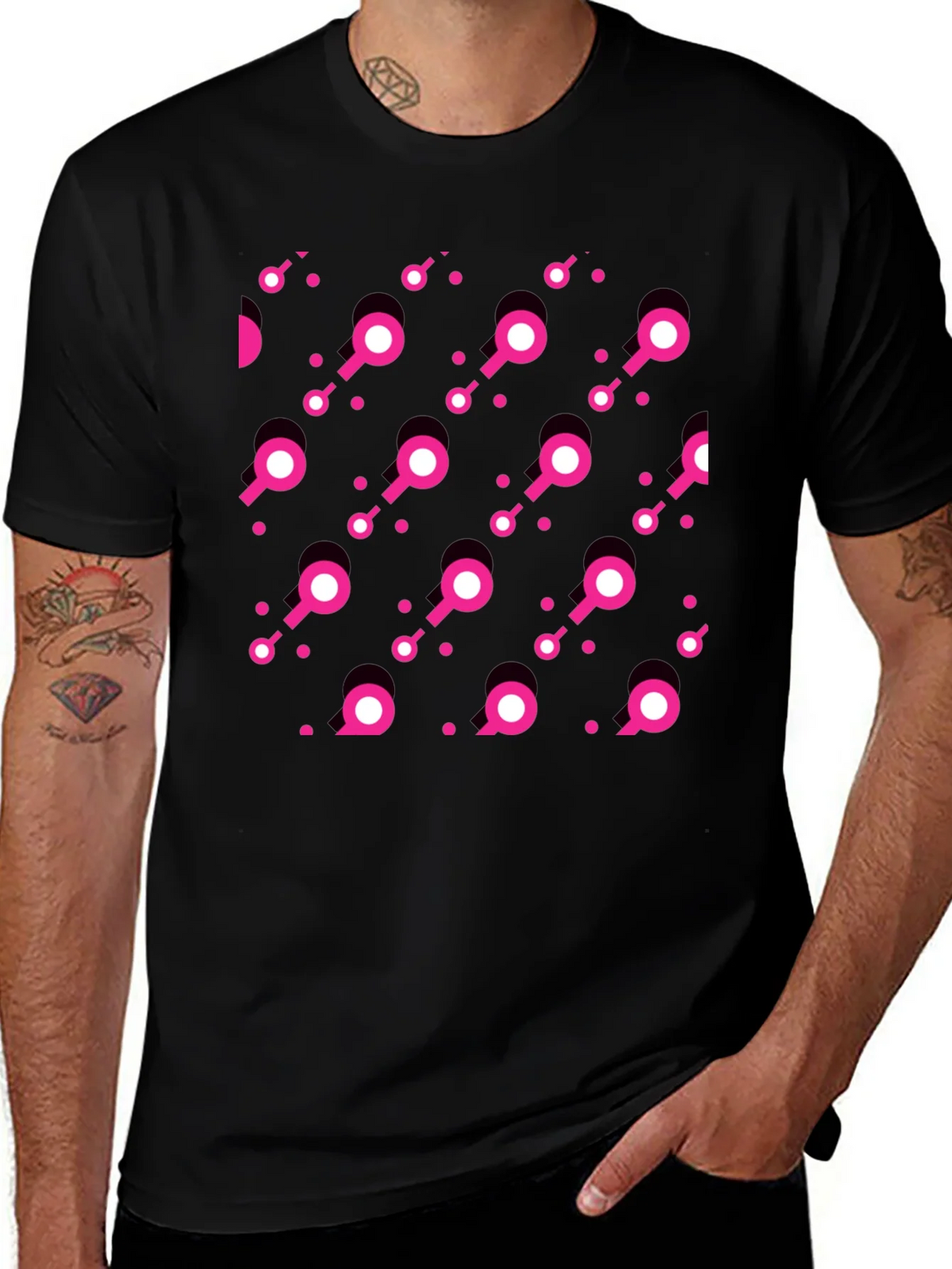 Modern Pink Pattern Black T-Shirt product image 1