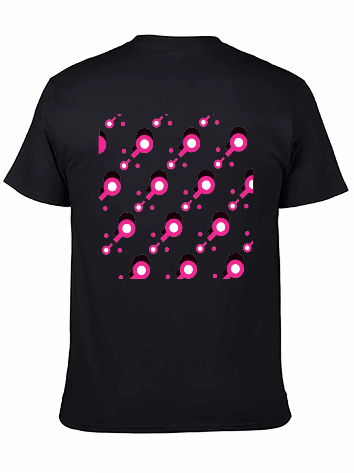 Modern Pink Pattern Black T-Shirt product image 4