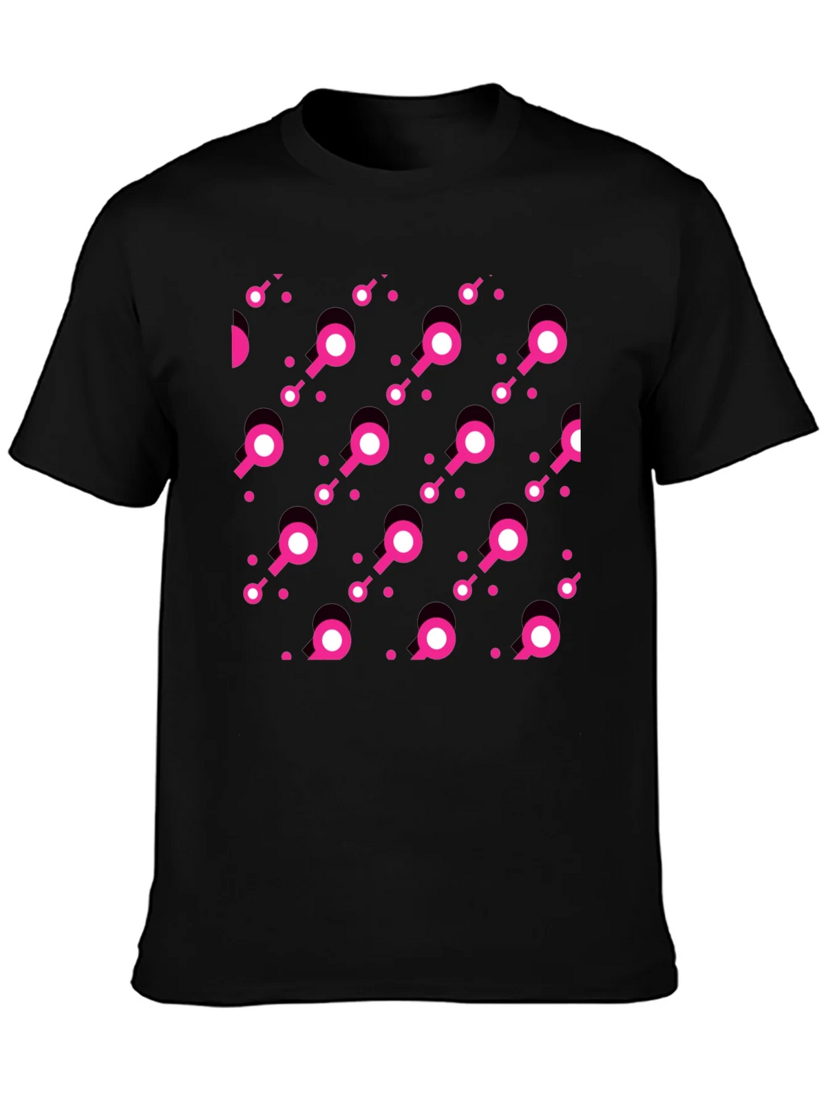 Modern Pink Pattern Black T-Shirt product image 3