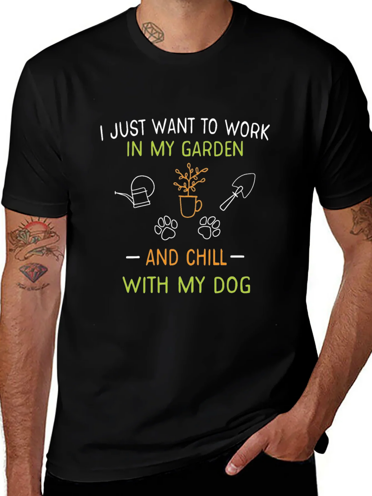 Gardening & Dog Lover T-Shirt: Work in my Garden & Chill product image 1