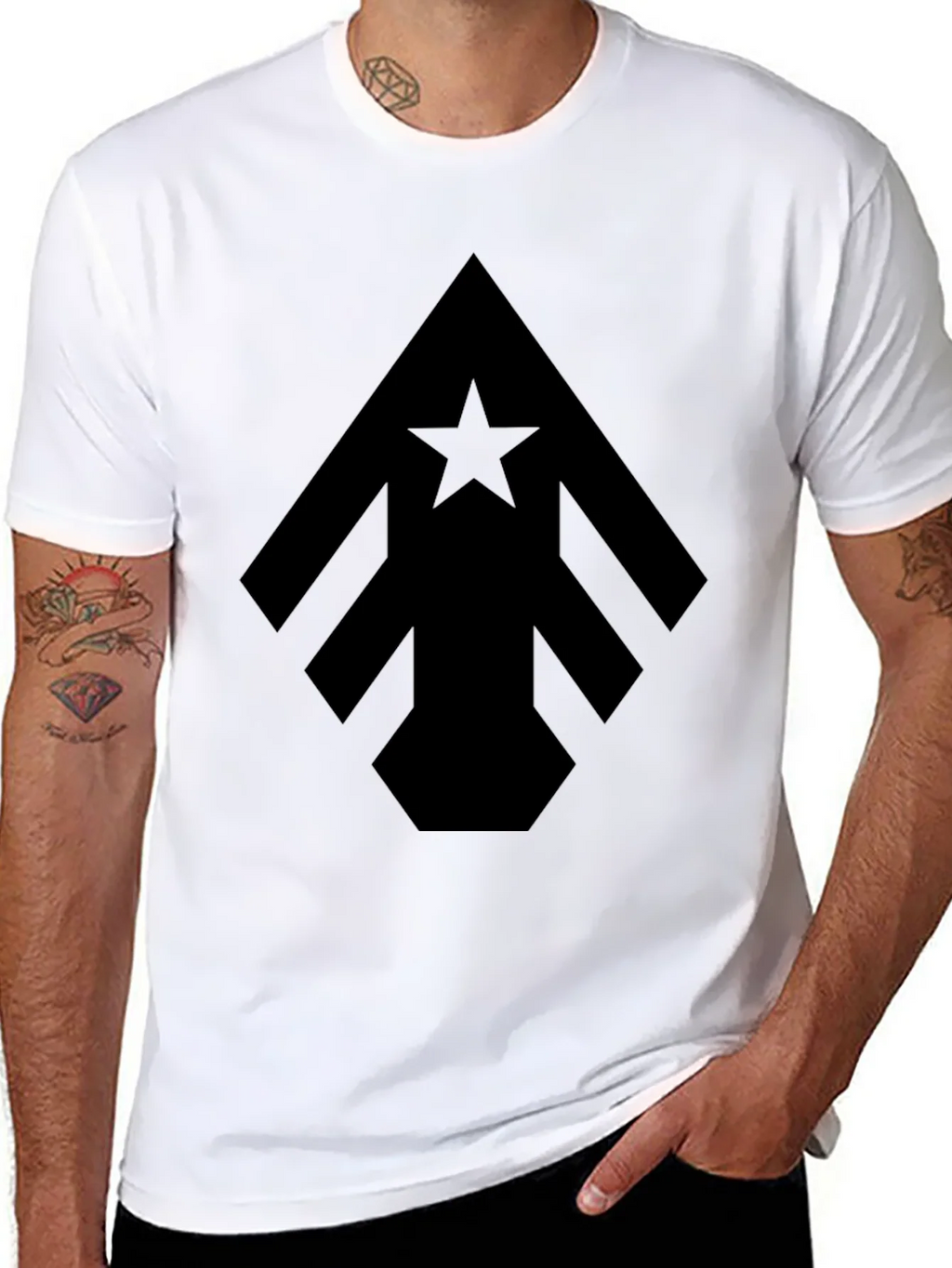 Geometric Star Arrow Black T-Shirt product image 7