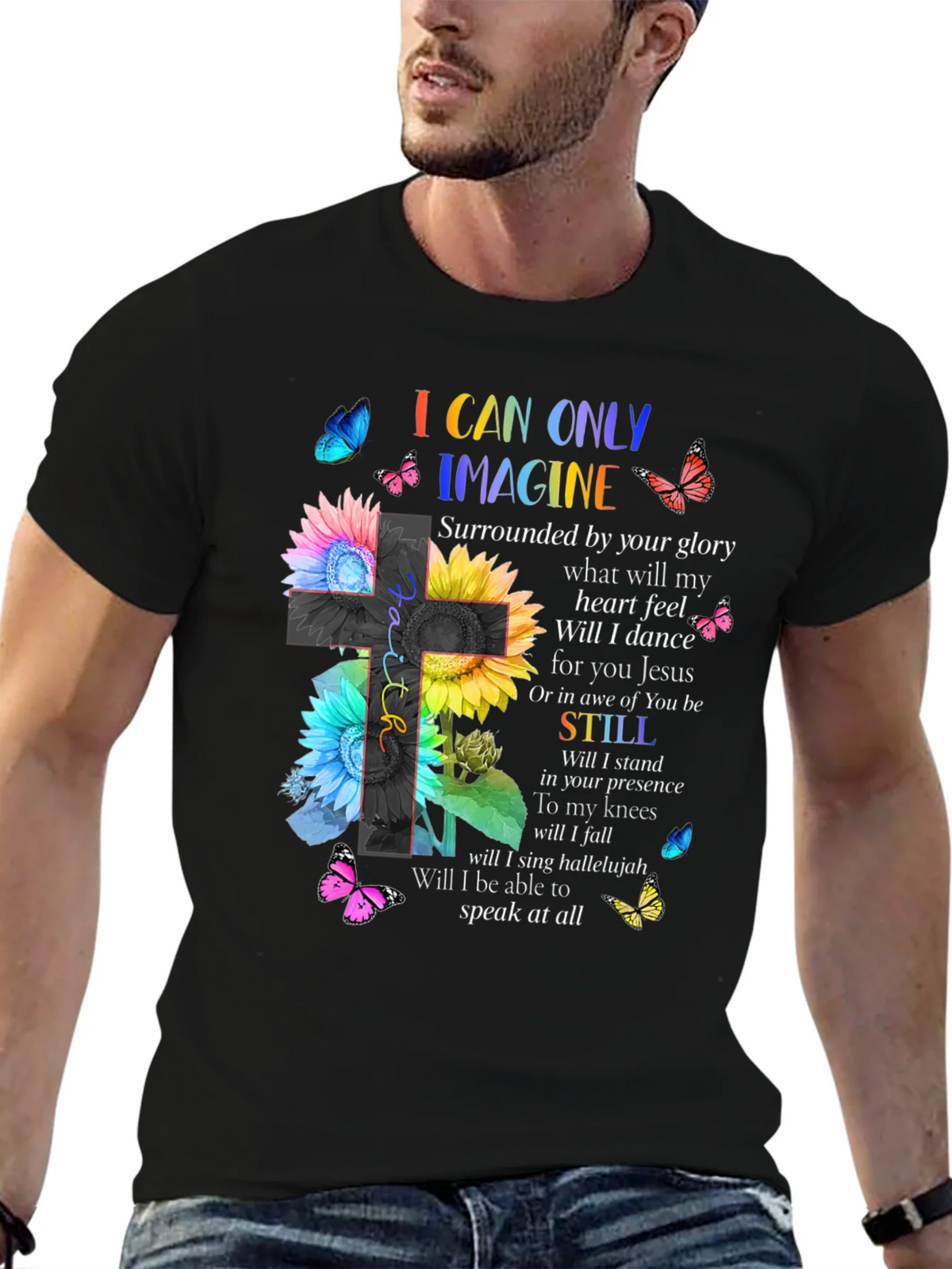 I Can Only Imagine Floral Cross Graphic T-Shirt product image 4
