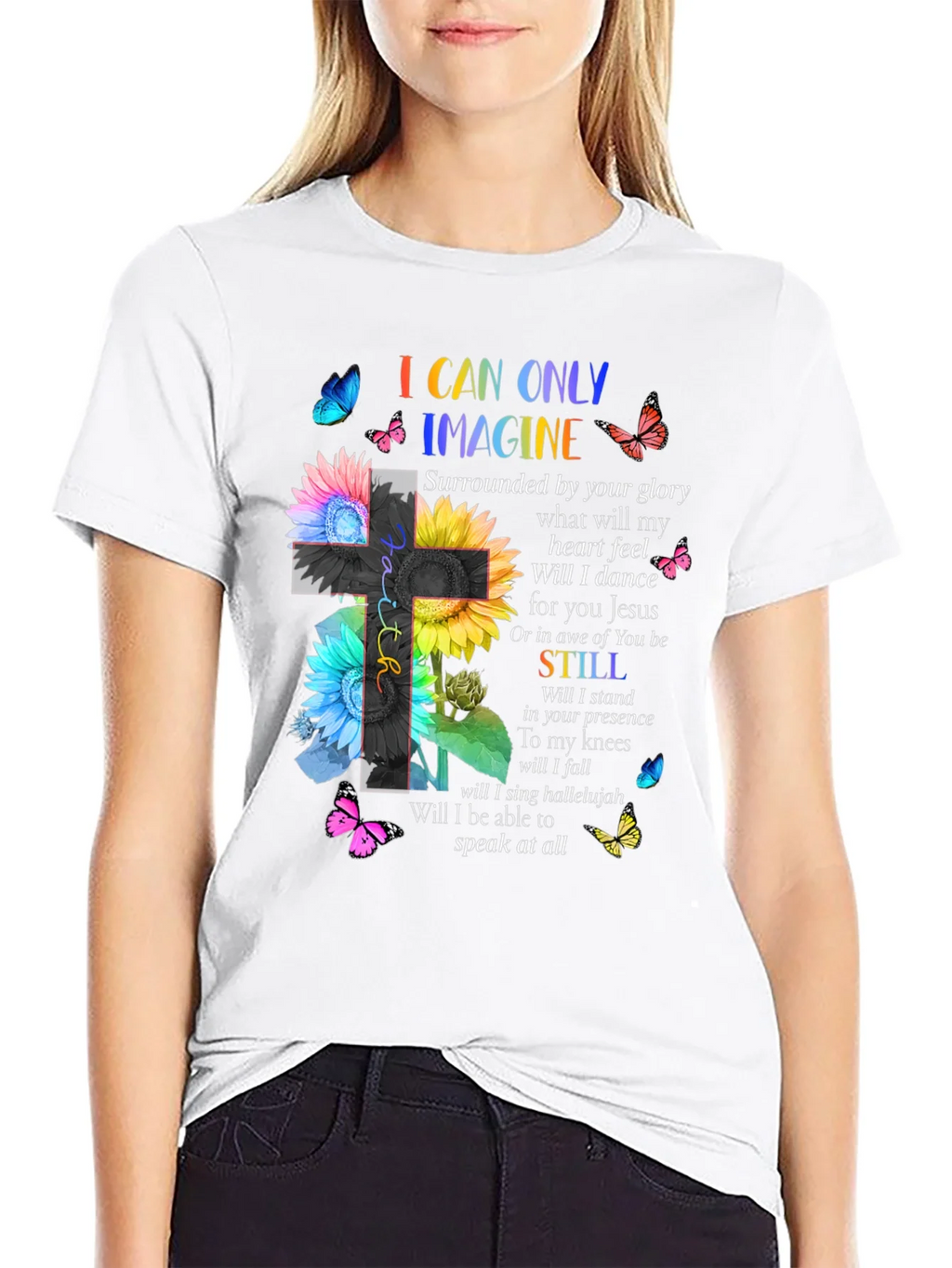 I Can Only Imagine Floral Cross Graphic T-Shirt product image 6