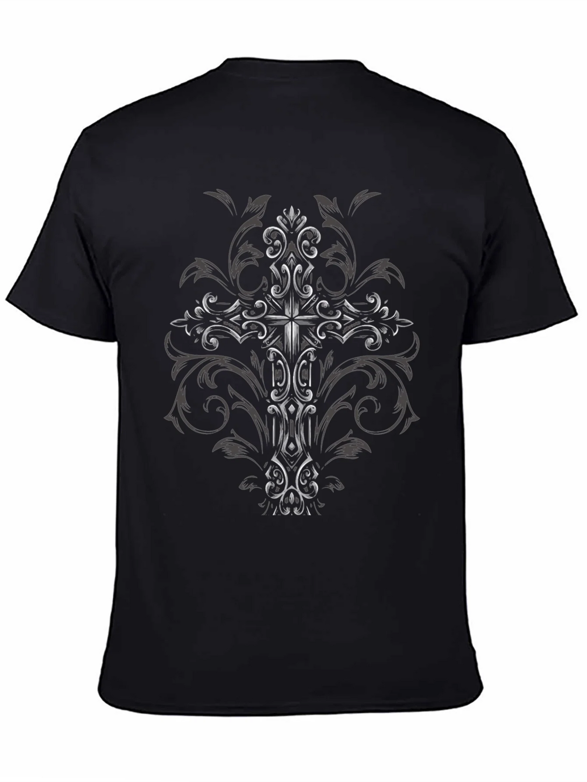 Ornate Cross Graphic Black T-Shirt product image 4
