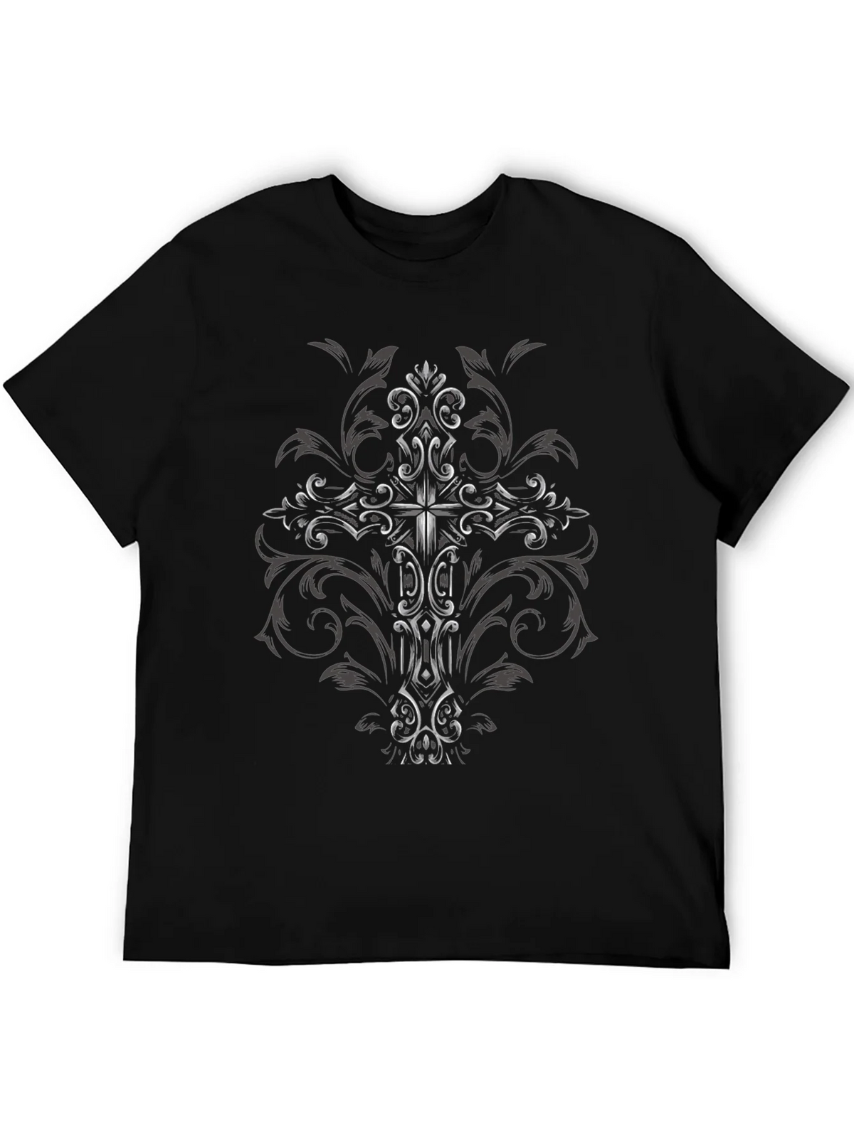 Ornate Cross Graphic Black T-Shirt product image 5