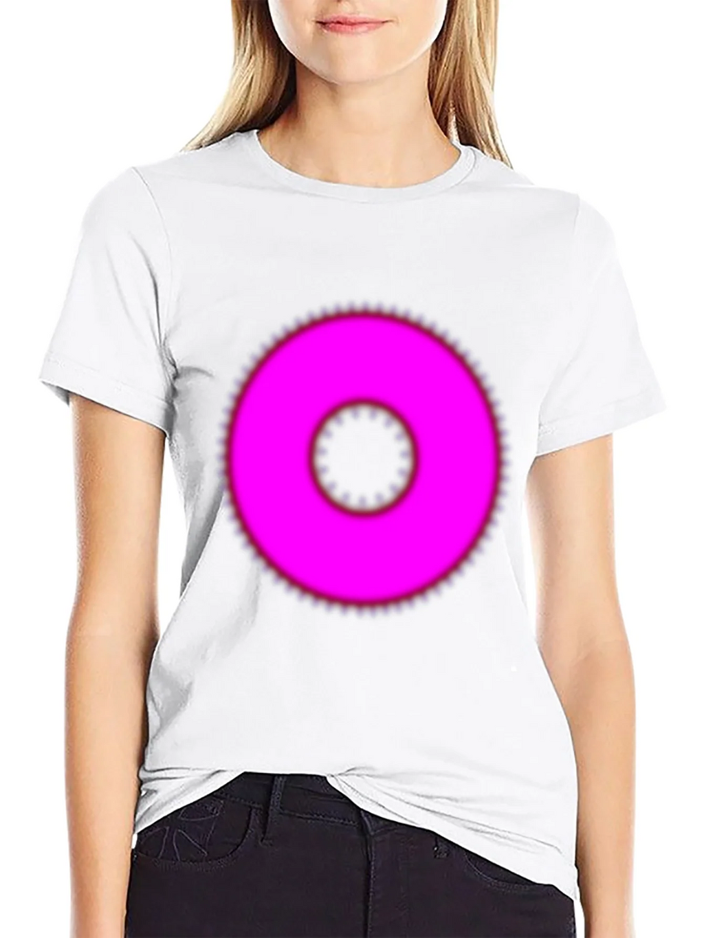 Pink Ring Graphic Black T-Shirt