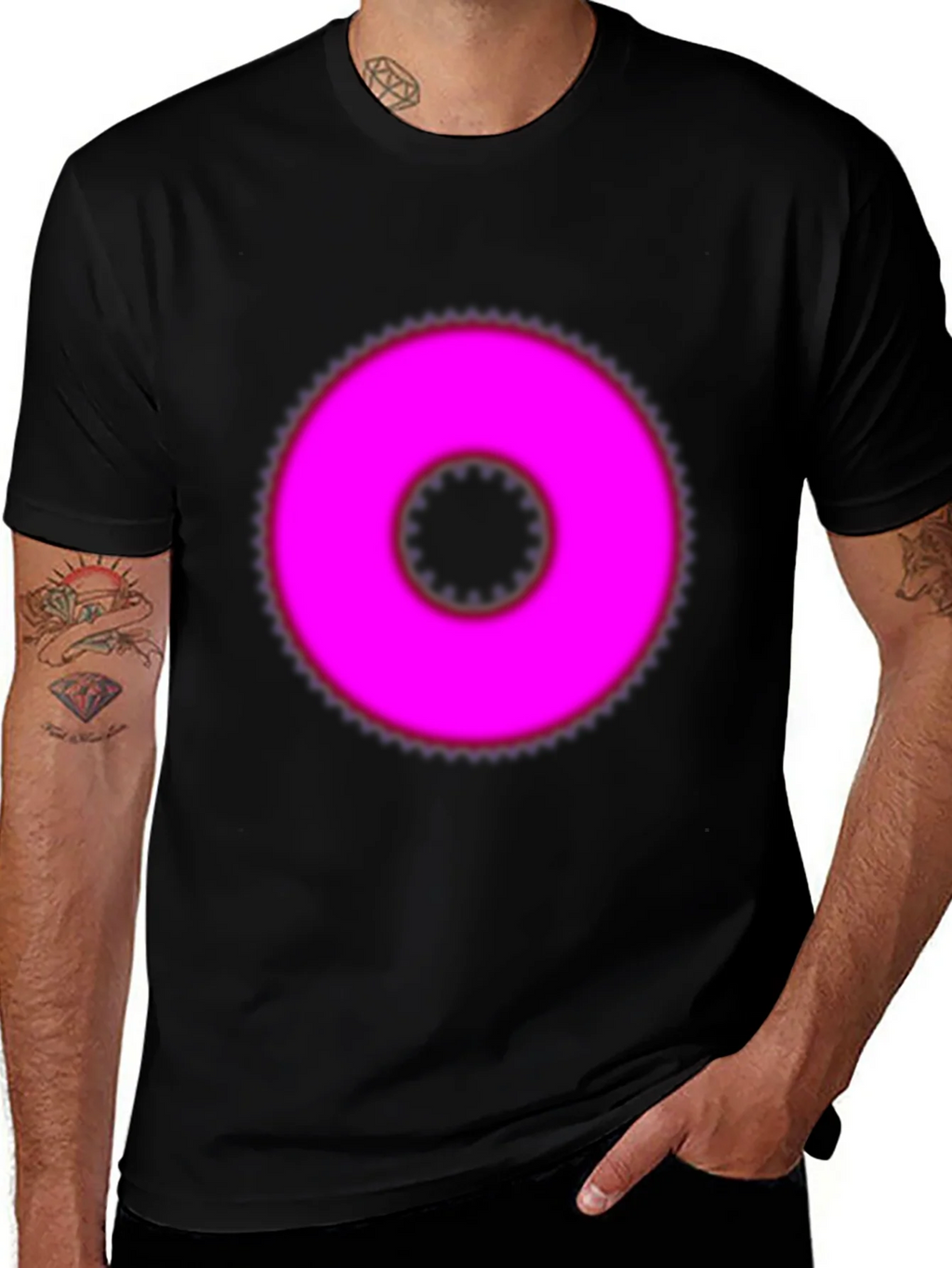 Pink Ring Graphic Black T-Shirt