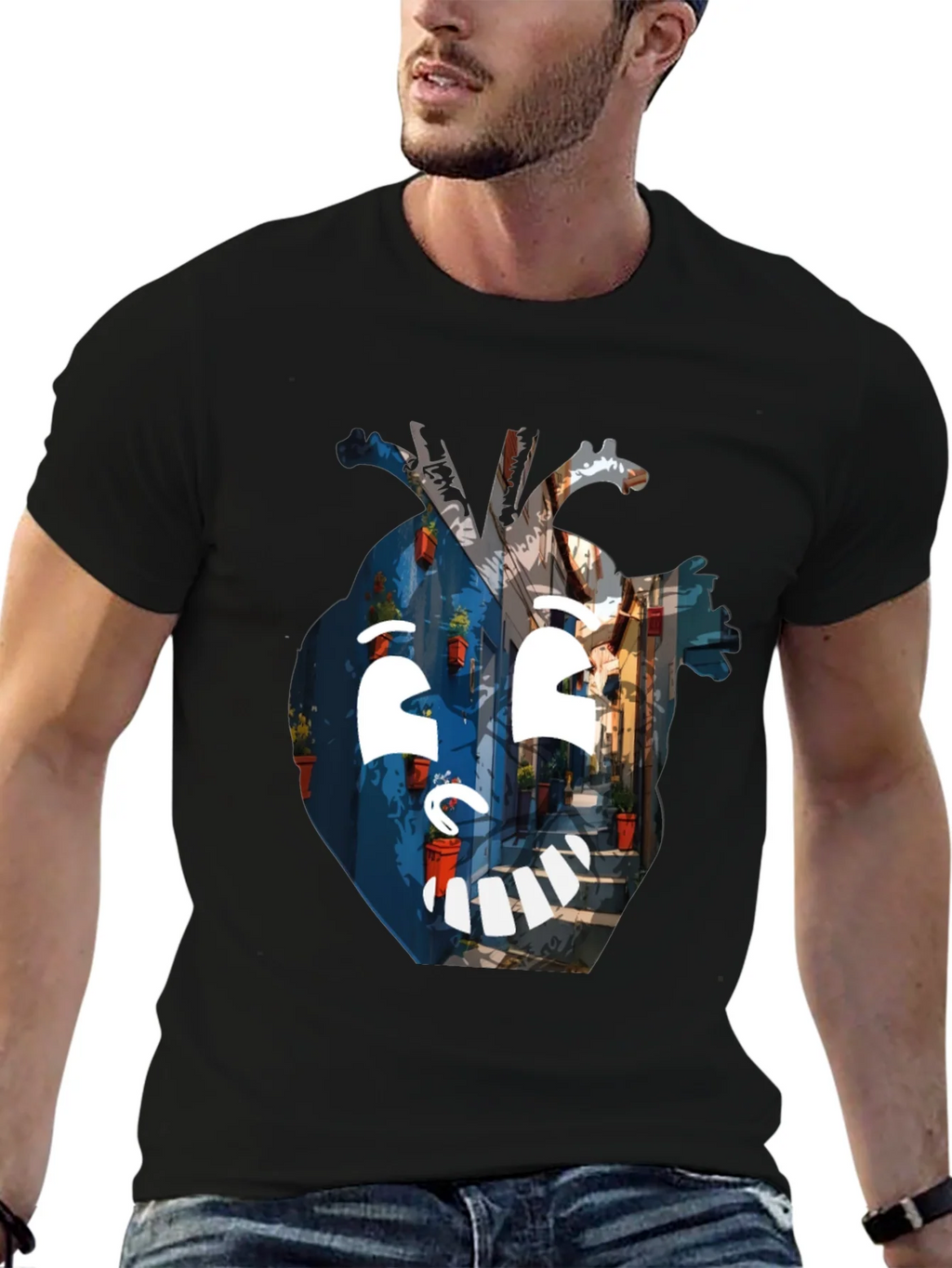 Artistic Heart Graphic Black T-Shirt product image 6