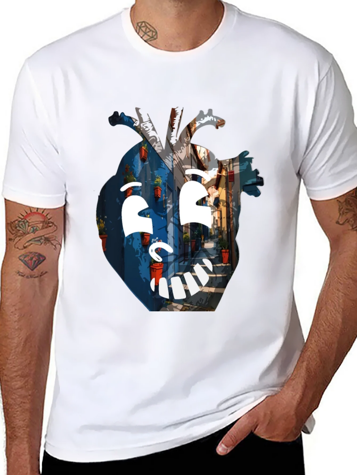 Artistic Heart Graphic Black T-Shirt product image 7