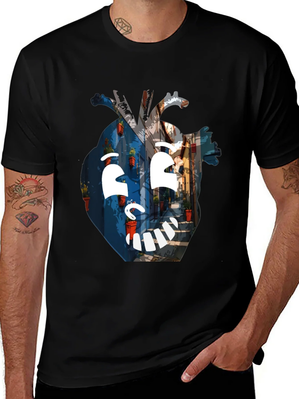 Artistic Heart Graphic Black T-Shirt product image 1