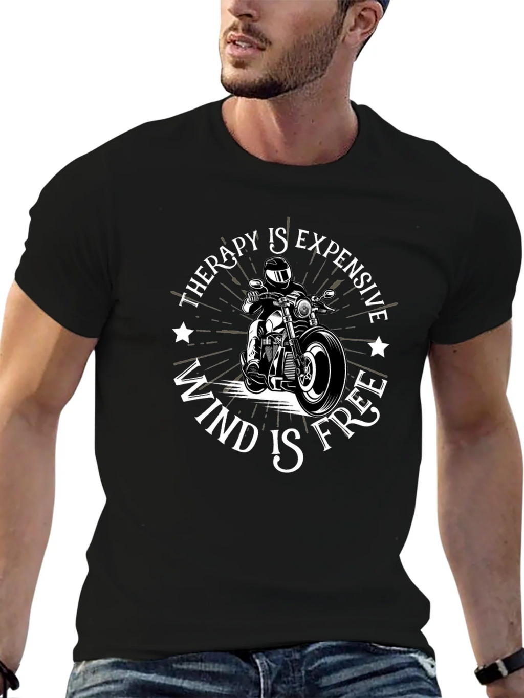 Therapy is Expensive Wind is Free Black T-Shirt product image 5