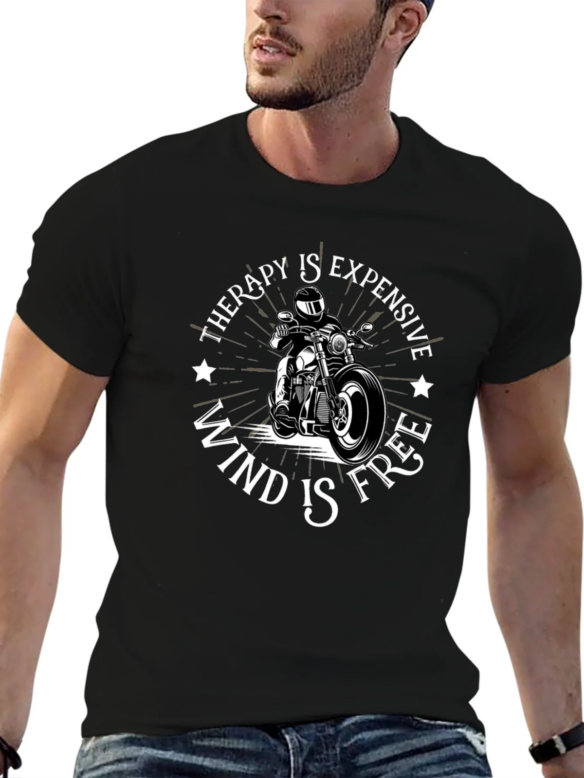 Therapy is Expensive Wind is Free Black T-Shirt product image 5
