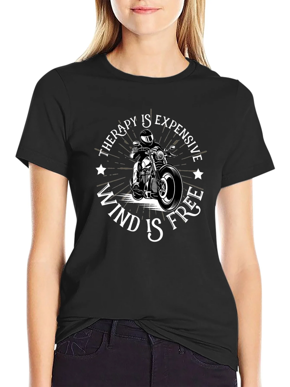 Therapy is Expensive Wind is Free Black T-Shirt product image 2