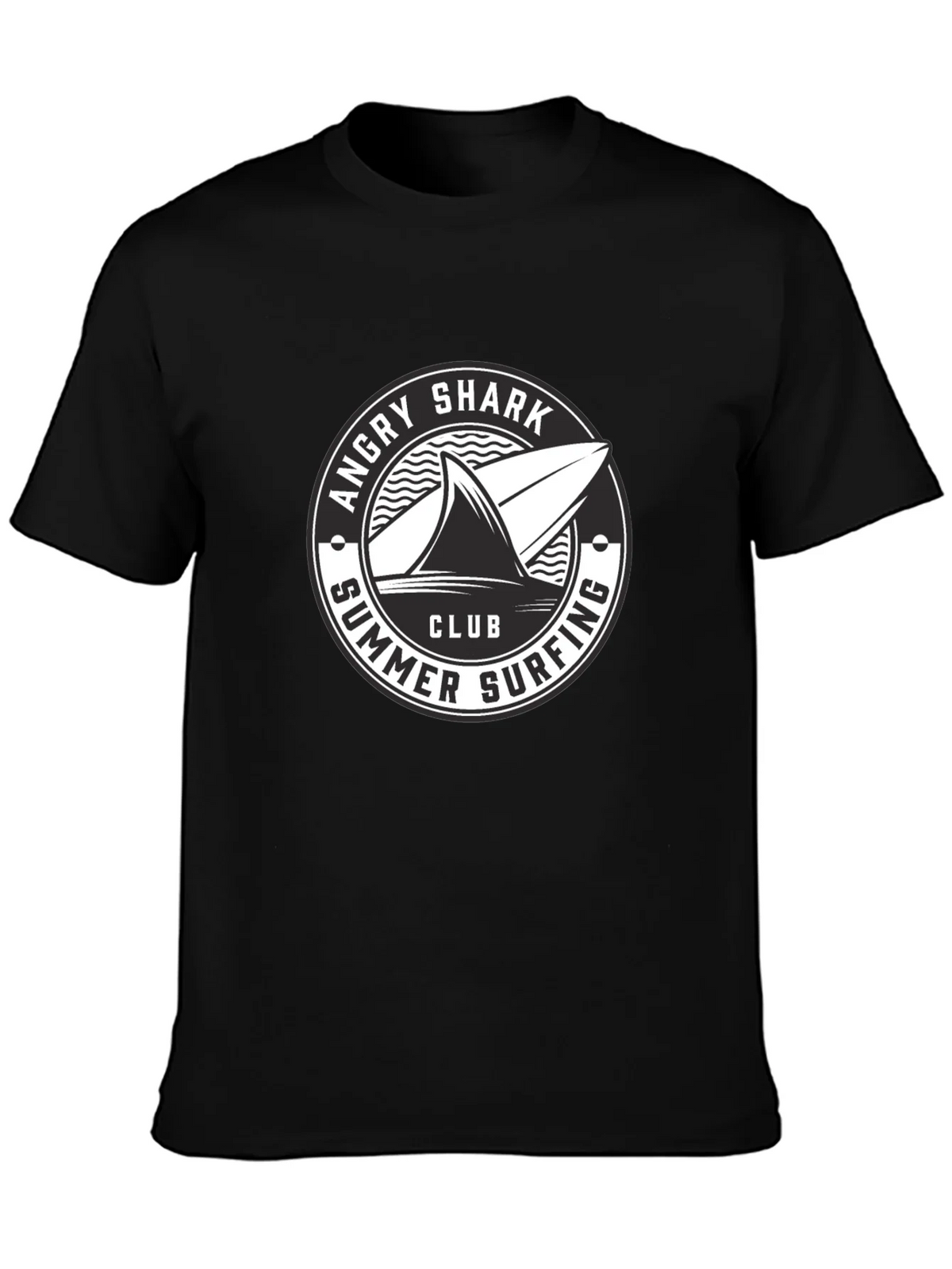 Angry Shark Summer Surfing Club Black T-Shirt product image 3