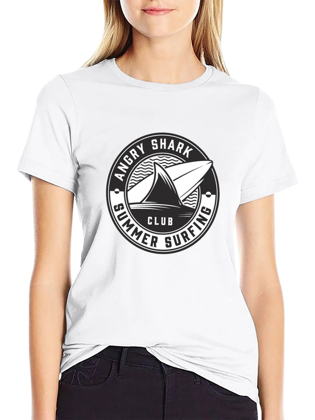 Angry Shark Summer Surfing Club Black T-Shirt product image 7