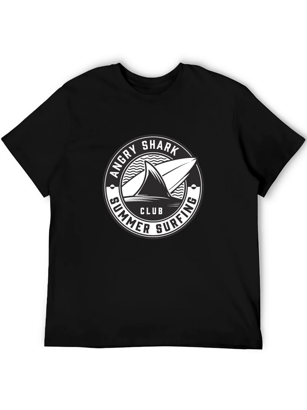 Angry Shark Summer Surfing Club Black T-Shirt product image 5