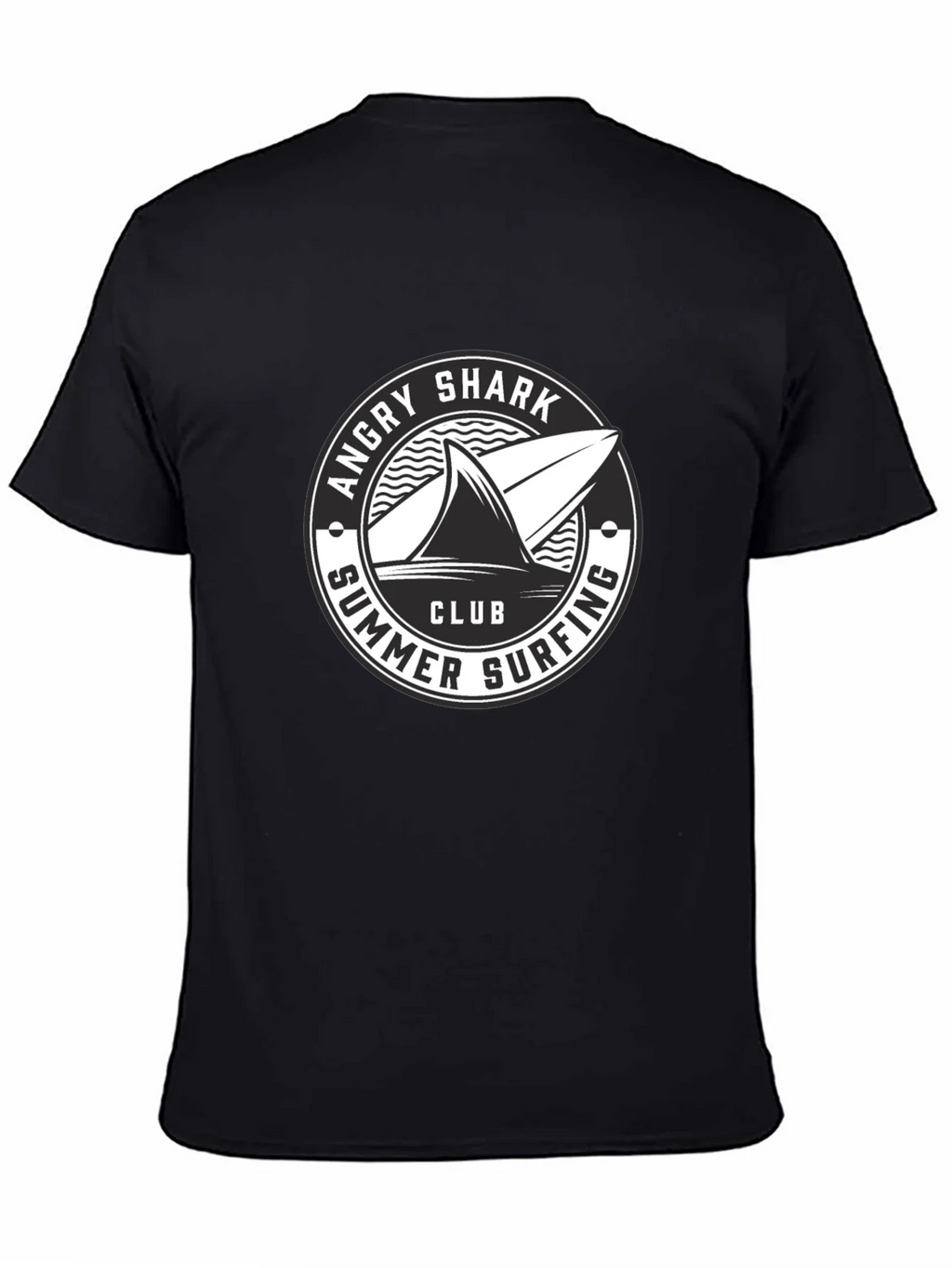 Angry Shark Summer Surfing Club Black T-Shirt product image 4