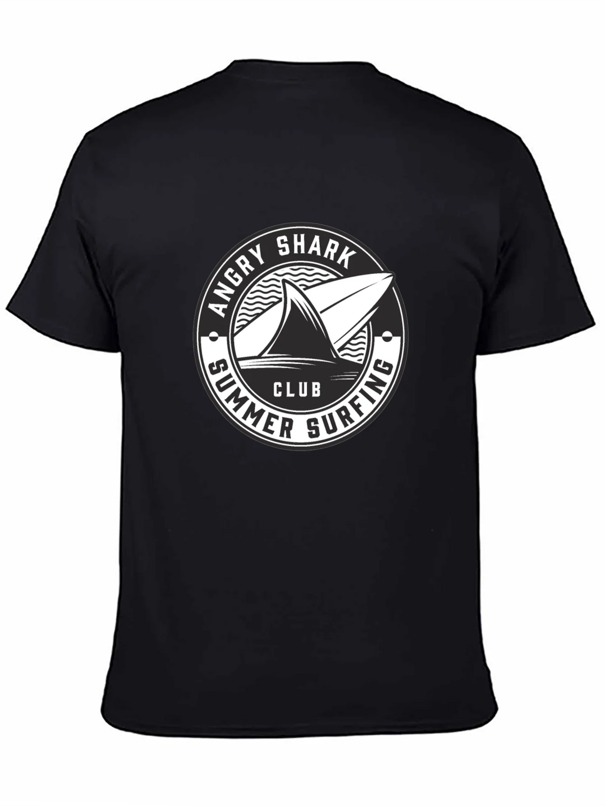Angry Shark Summer Surfing Club Black T-Shirt product image 4