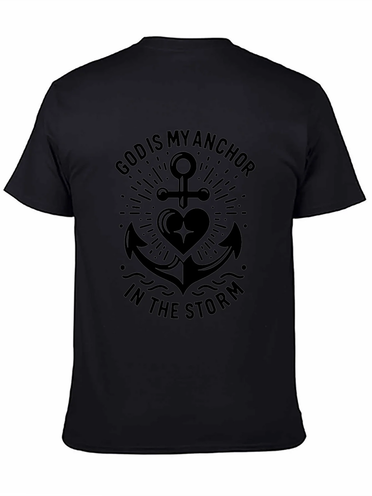 God Is My Anchor in the Storm Black T-Shirt product image 4