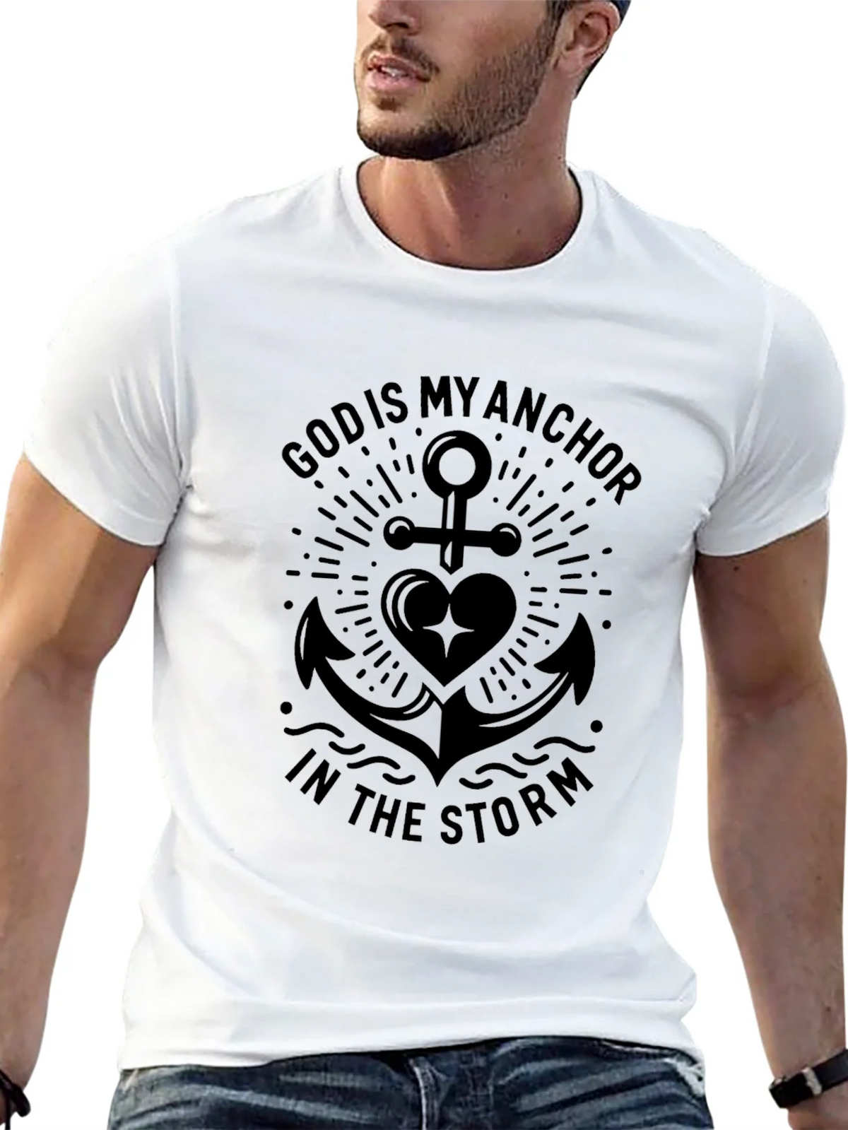 God Is My Anchor in the Storm Black T-Shirt product image 12