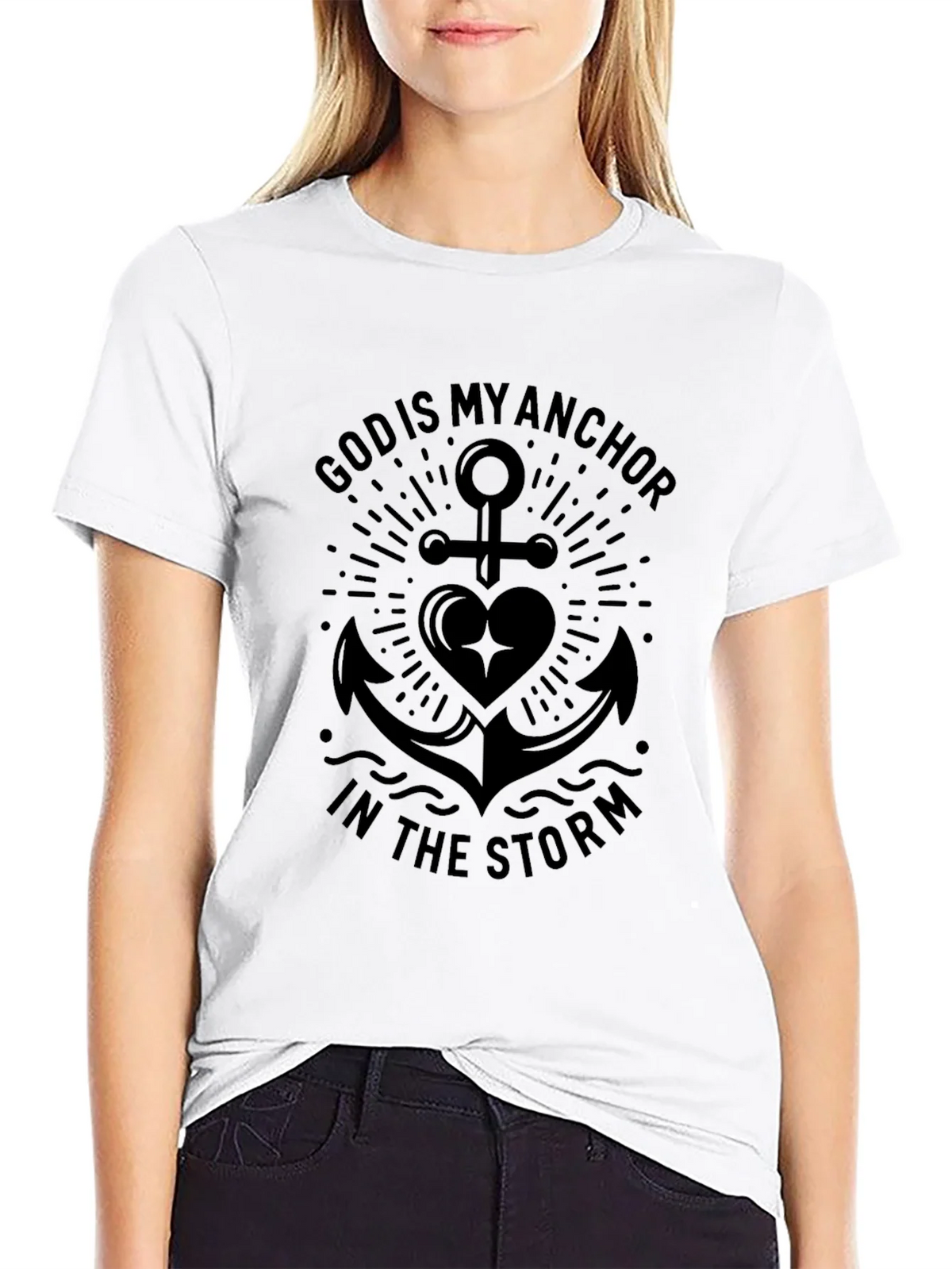God Is My Anchor in the Storm Black T-Shirt product image 8