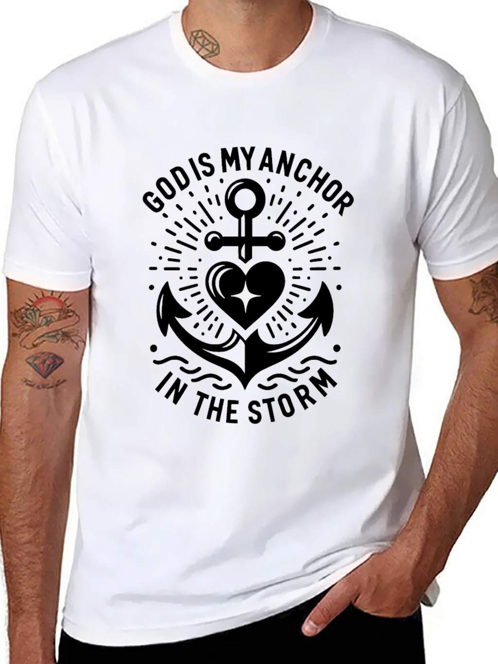 God Is My Anchor in the Storm Black T-Shirt product image 7
