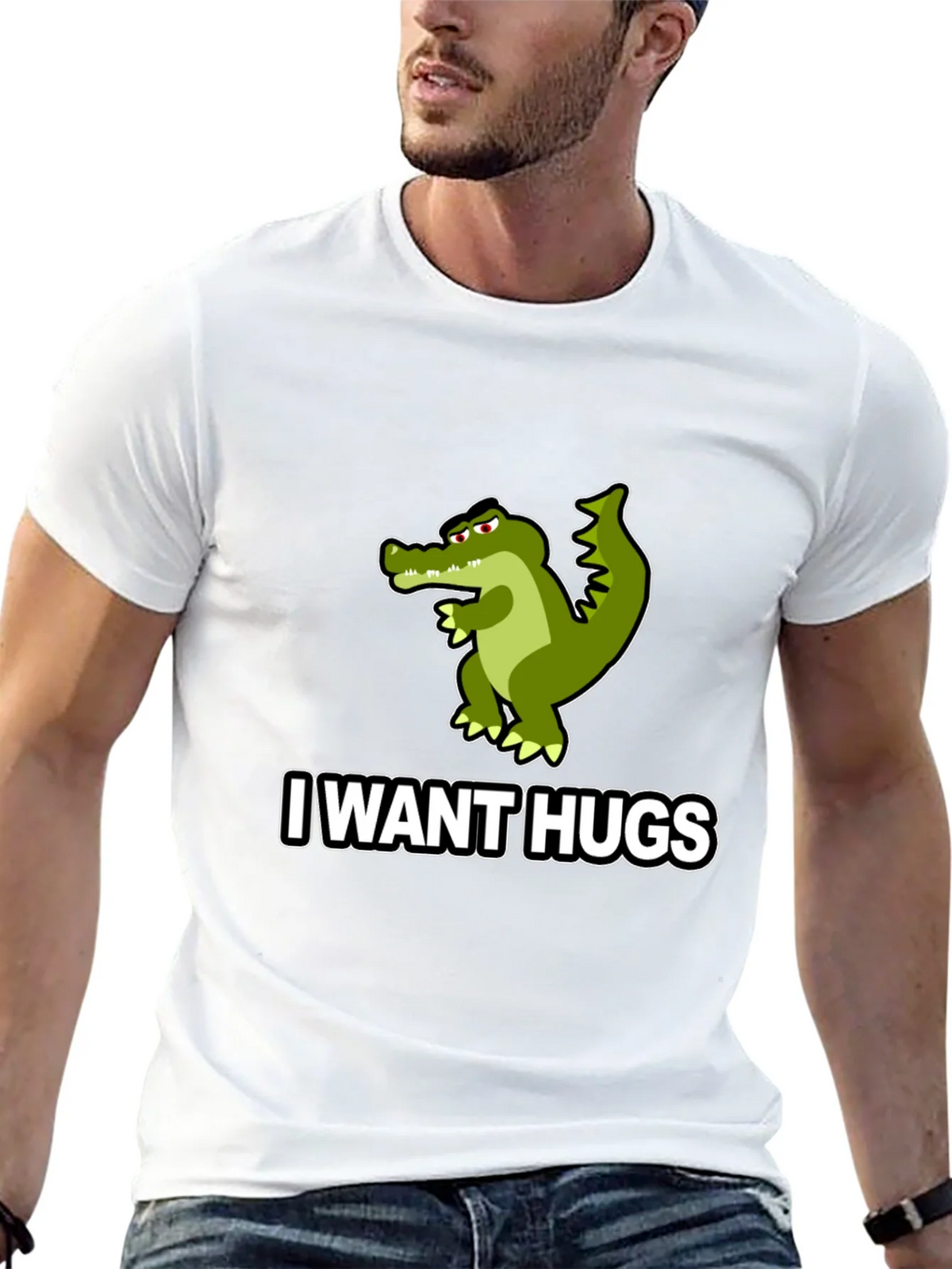 I Want Hugs Alligator Graphic Tee - Unisex Black T-Shirt product image 12