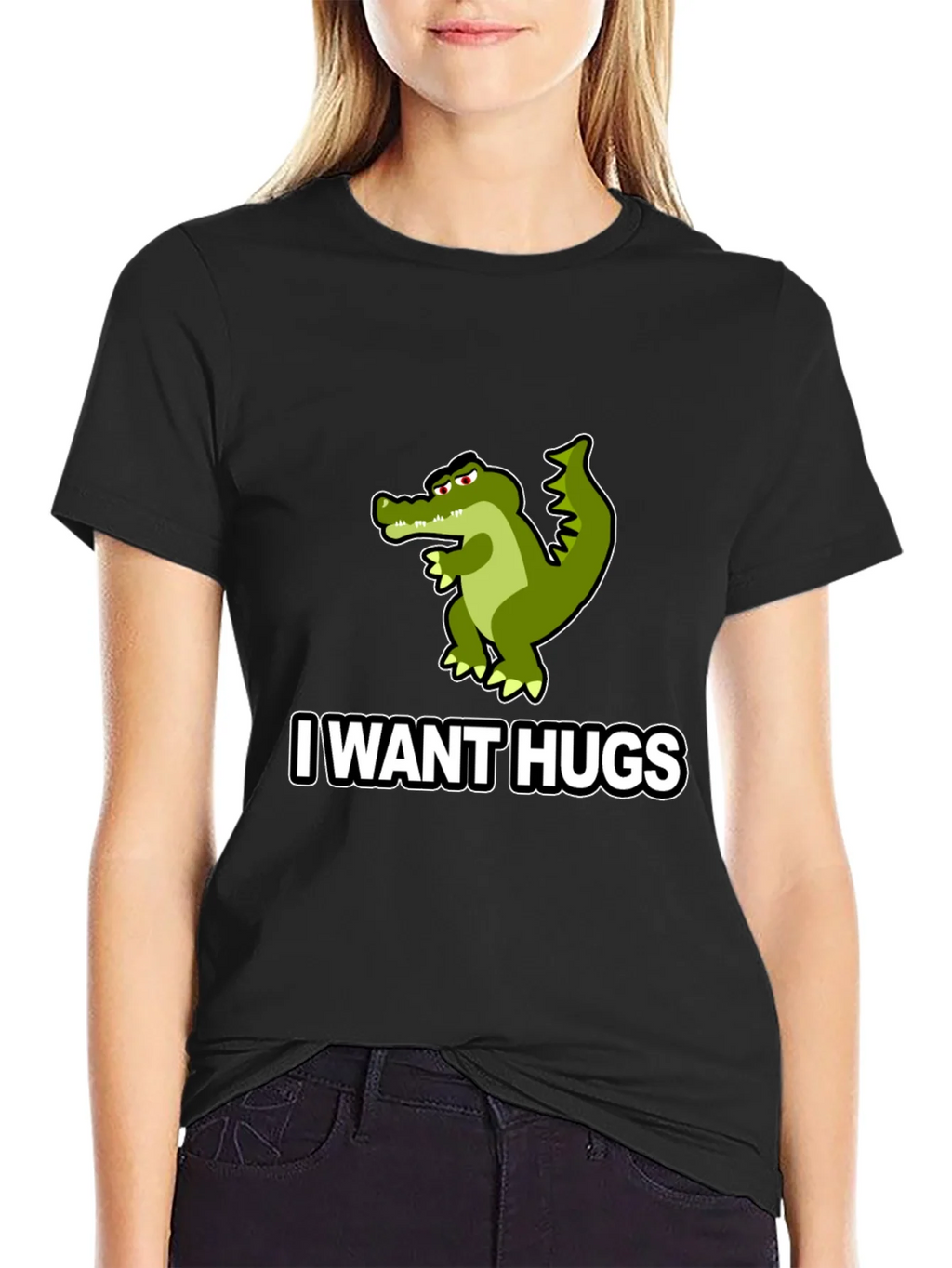 I Want Hugs Alligator Graphic Tee - Unisex Black T-Shirt product image 2
