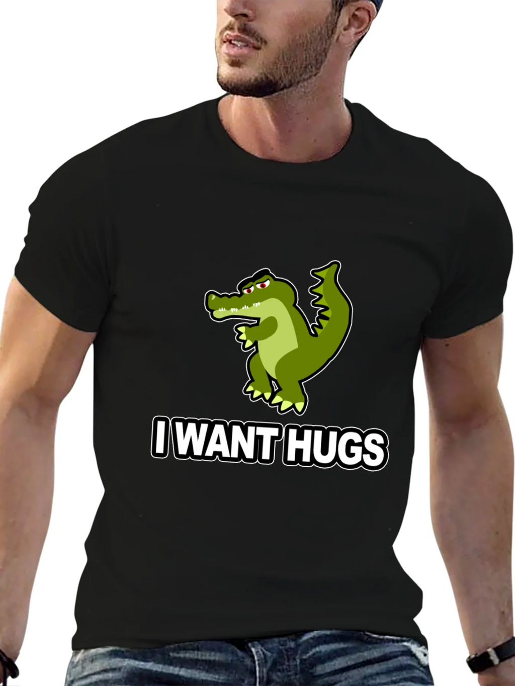 I Want Hugs Alligator Graphic Tee - Unisex Black T-Shirt product image 6