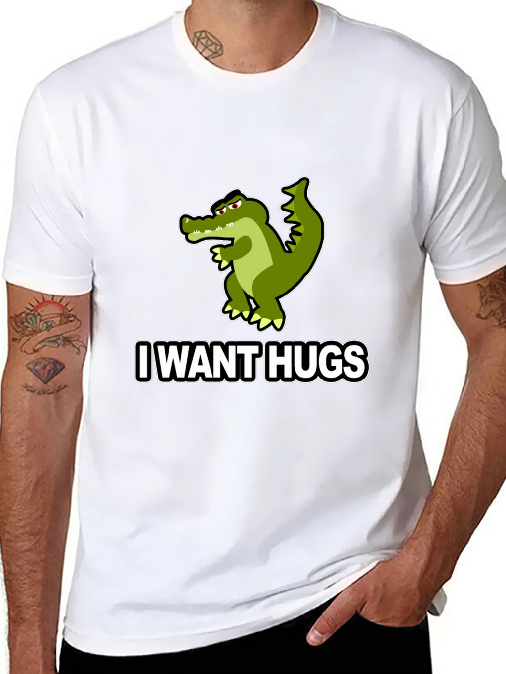 I Want Hugs Alligator Graphic Tee - Unisex Black T-Shirt product image 7