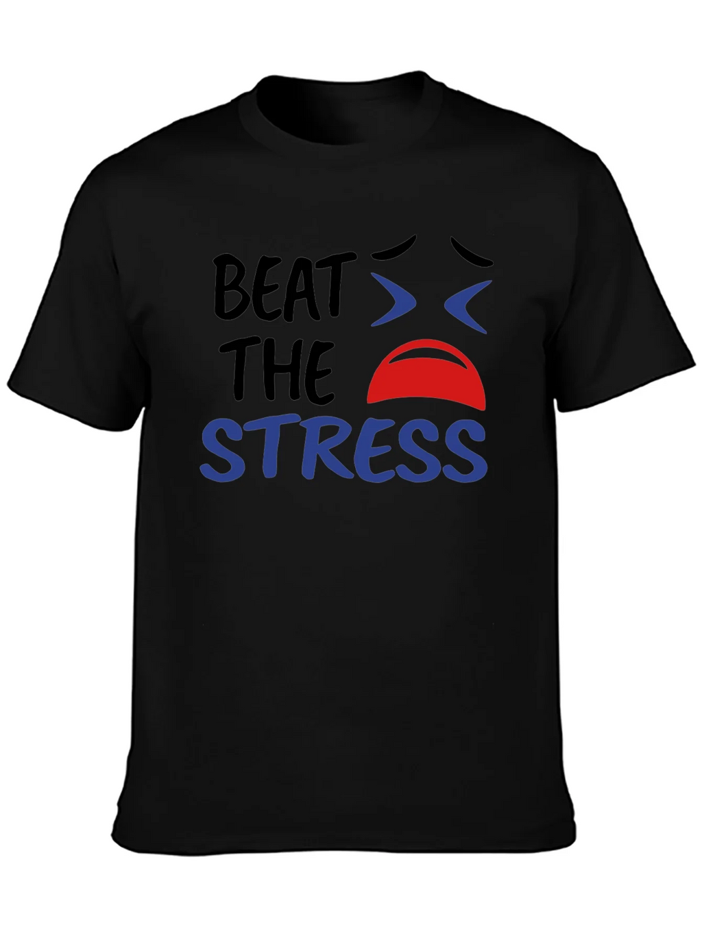 Beat the Stress Graphic T-Shirt - Black Cotton Tee product image 2