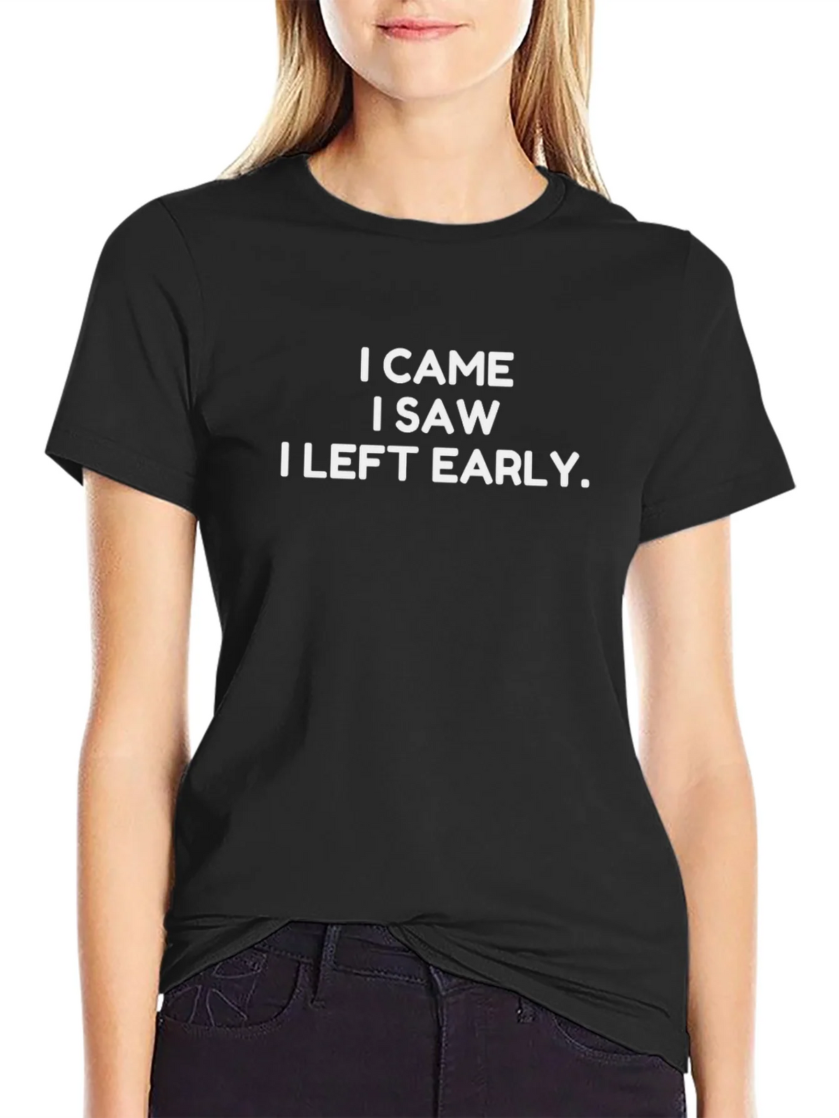 Humorous I Came I Saw I Left Early Black T-Shirt product image 2