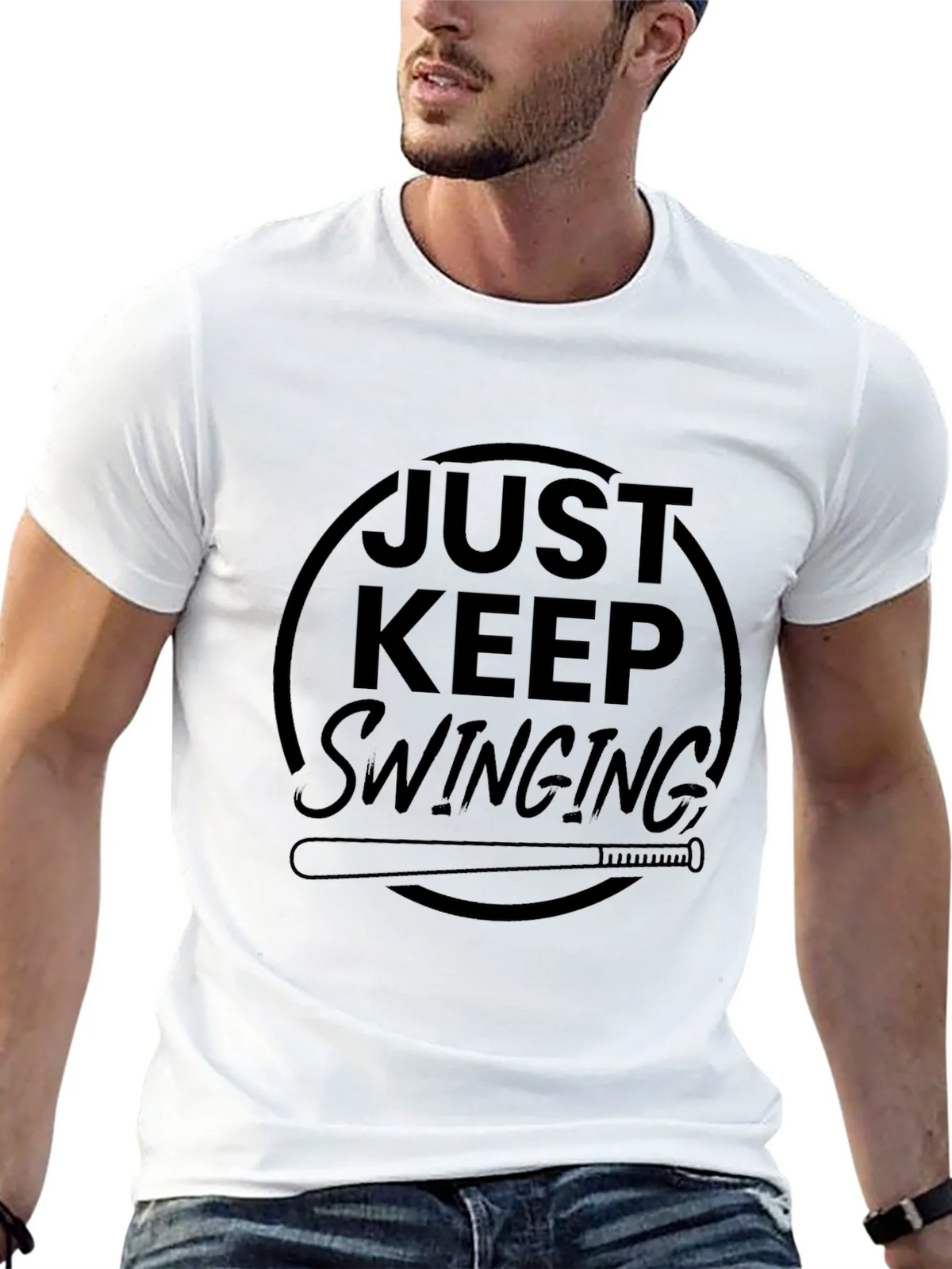 Just Keep Swinging Black Graphic Tee product image 11