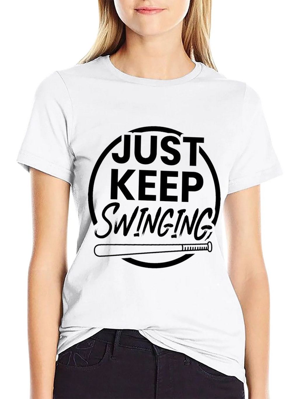 Just Keep Swinging Black Graphic Tee product image 7