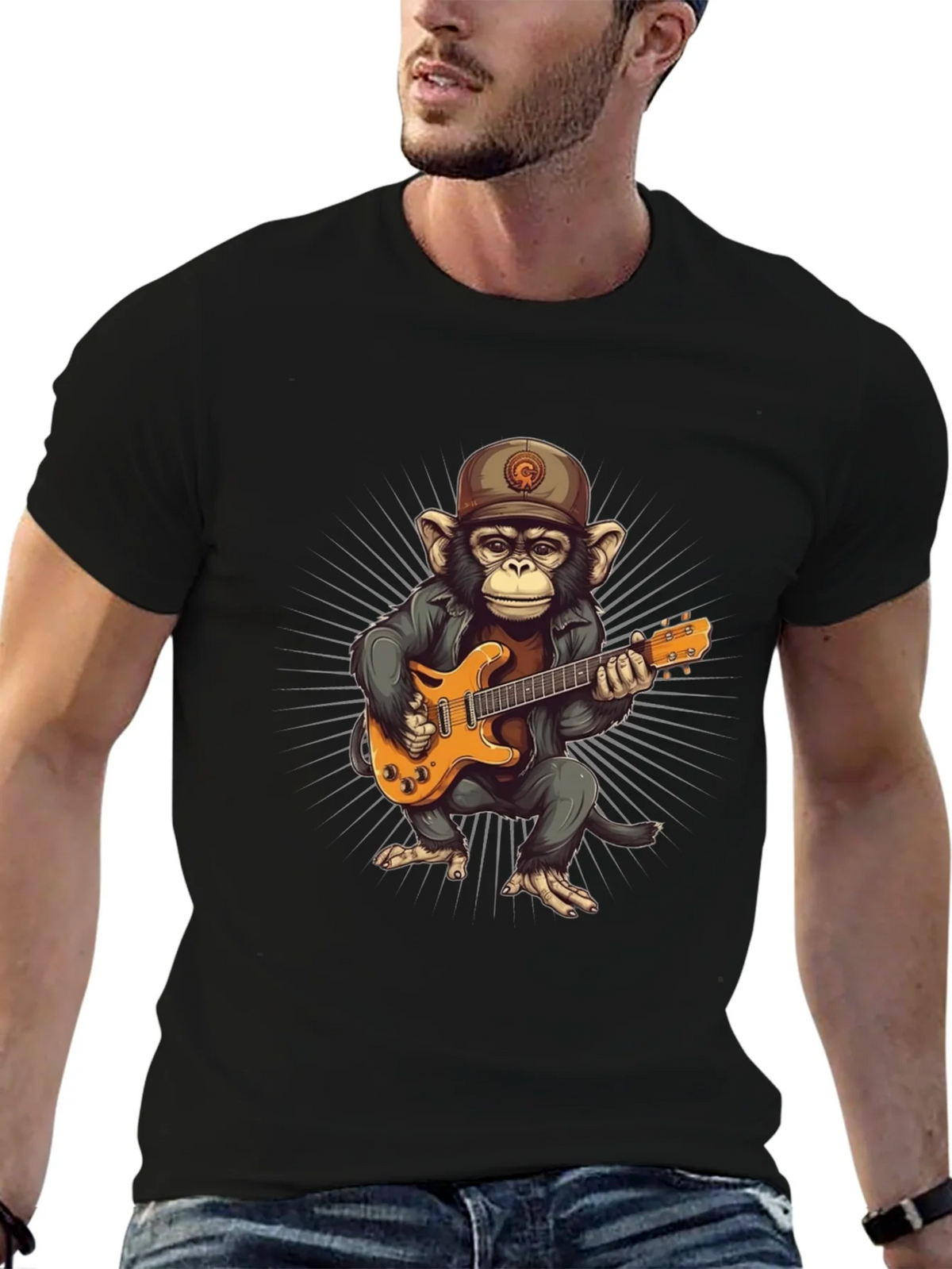 Monkey Guitarist Graphic T-Shirt product image 6